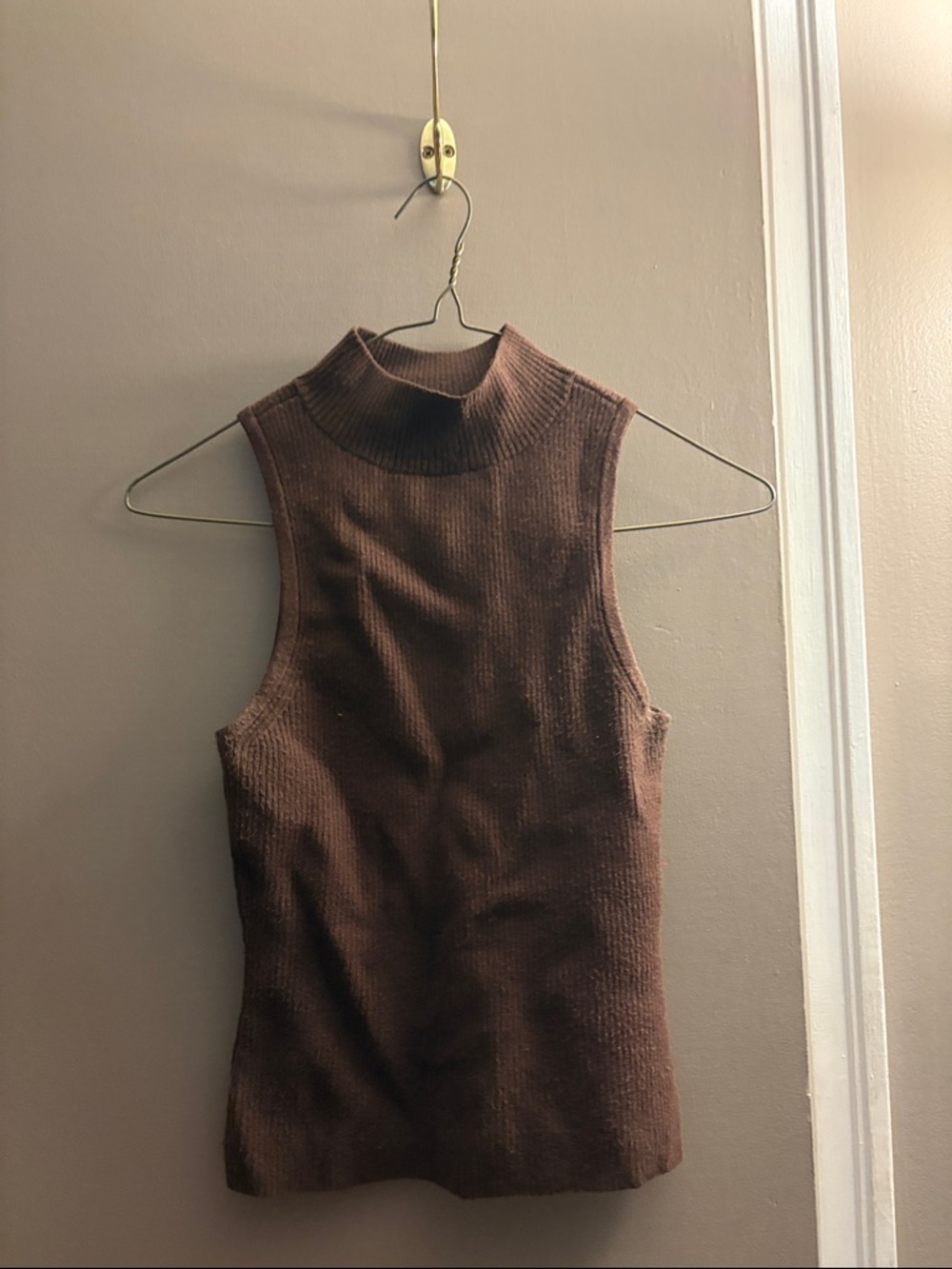 American Eagle Outfitters Brown Ribbed Mock Neck Tank